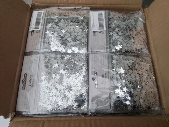 LOT OF 14 BOXES OF BRAND NEW METALLIC 10MM SILVER STAR CONFETTI - 144 PIECES PER BOX / TOTAL 2016