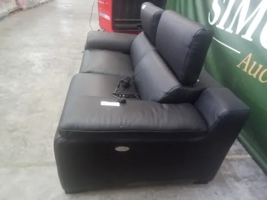 QUALITY ITALIAN DESIGNER RICCARDO 2 SEATER 2 ELECTRIC MECHANISMS RECLINER SOFA - BLACK LEATHER 