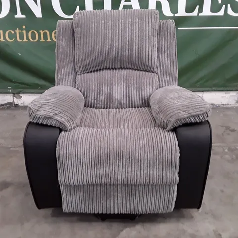 QUALITY DESIGNER WHITEHURST ELECTRIC RECLINER CHAIR - GREY JUMBO CORD FABRIC