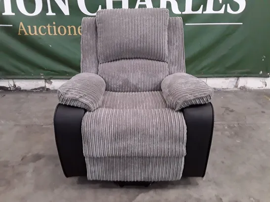 QUALITY DESIGNER WHITEHURST ELECTRIC RECLINER CHAIR - GREY JUMBO CORD FABRIC