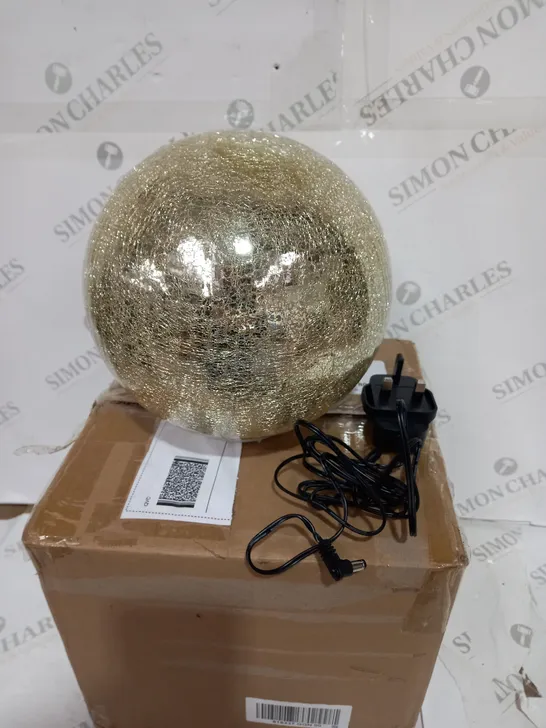 BOXED MR CHRISTMAS 8" GLASS CRACKLE SPHERE WITH ROTATING LIGHT