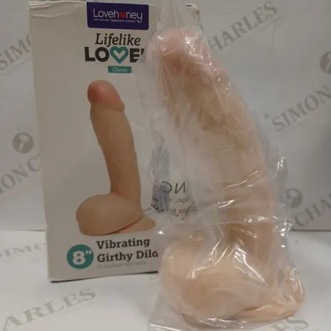 BOXED LOVEHONEY LIFELIKE LOVER CLASSIC 8" VIBRATING GIRTHY DILDO 