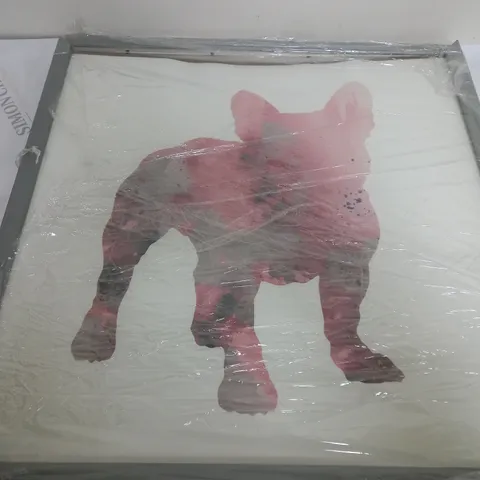 FRAMED DOG ART PIECE (FRAME DAMAGED) (52x52cm)