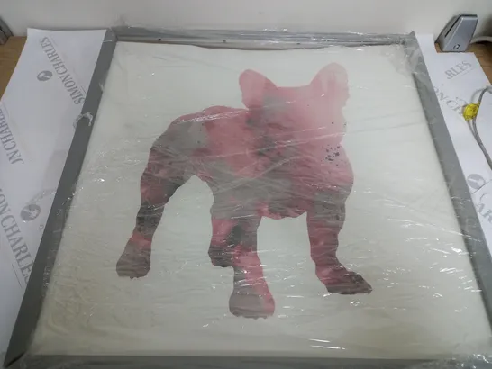 FRAMED DOG ART PIECE (FRAME DAMAGED) (52x52cm)