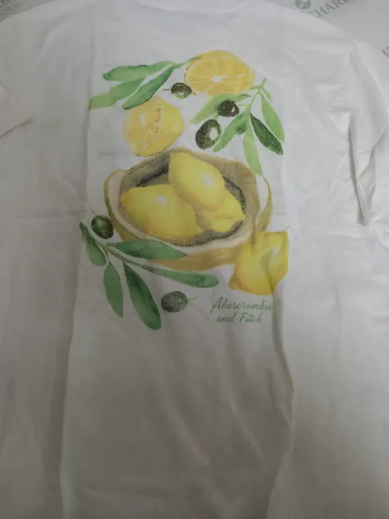 ABERCROMBIE & FITCH WHITE LEMON T-SHIRT - LARGE