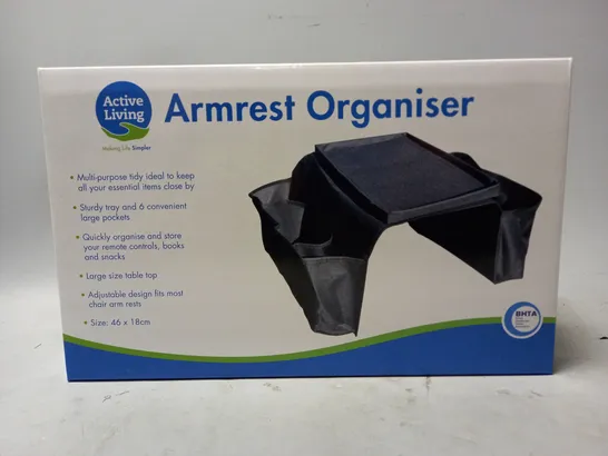 BOX TO CONTAIN APPROXIMATELY 10 ACTIVE LIVING ARMREST ORGANISERS