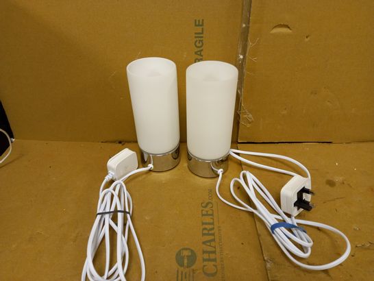 PAIR OF FALKE TABLE LAMPS - WHITE/CHROME EFFECT