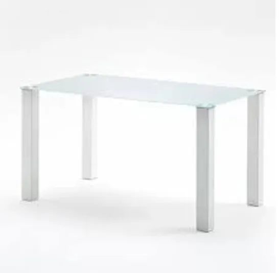 BRAND NEW & BOXED HANNA FROSTED GLASS TOP DINING TABLE WITH HIGH GLOSS WHITE LEGS (2 BOXES)