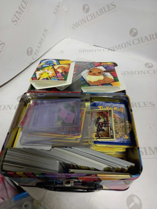 EXCLUSIVE POKEMON TRADING CARD GAME TIN AND BUMPER LOT OF CARDS 