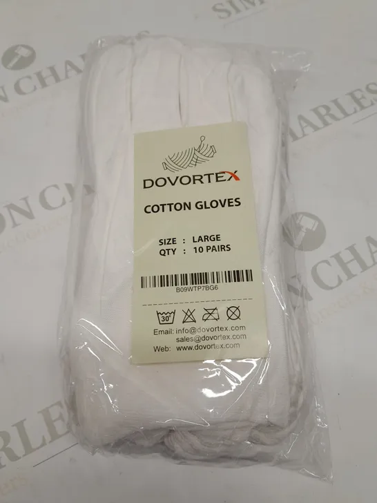 APPROXIMATELY 11 PACKS OF 10 PAIRS OF DOVORTEX COTTON GLOVES