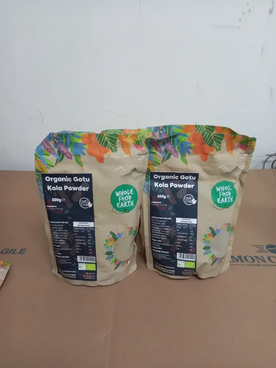 LOT OF 4 WHOLE EARTH FOODS ORGANIC GOTU KOLA POWDER 500G