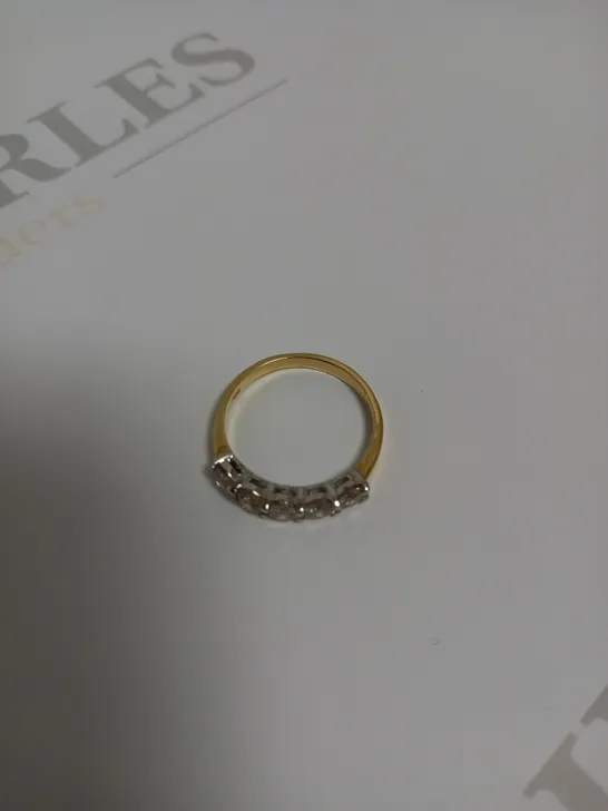 DESIGNER 18CT GOLD FIVE STONE HALF ETERNITY RING SET WITH DIAMONDS WEIGHING +-1.06CT