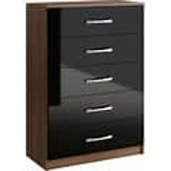 BOXED LYNX 5 DRAWER CHEST BLACK 