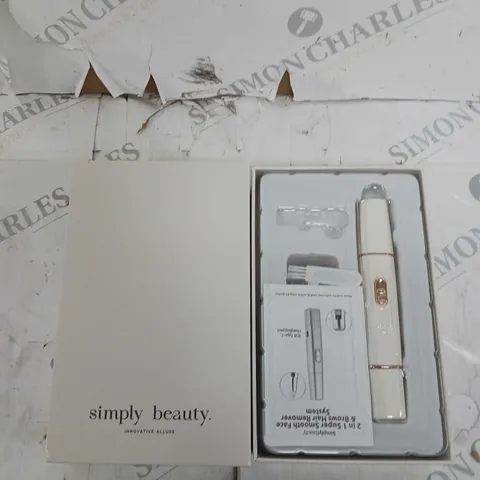 BOXED SIMPLY BEAUTY 2 IN 1 SUPER SMOOTH FACE & BROWS HAIR REMOVER, WHITE