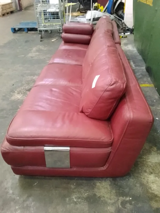 2PCS 4 SEATER SOFA  - RED LEATHER 