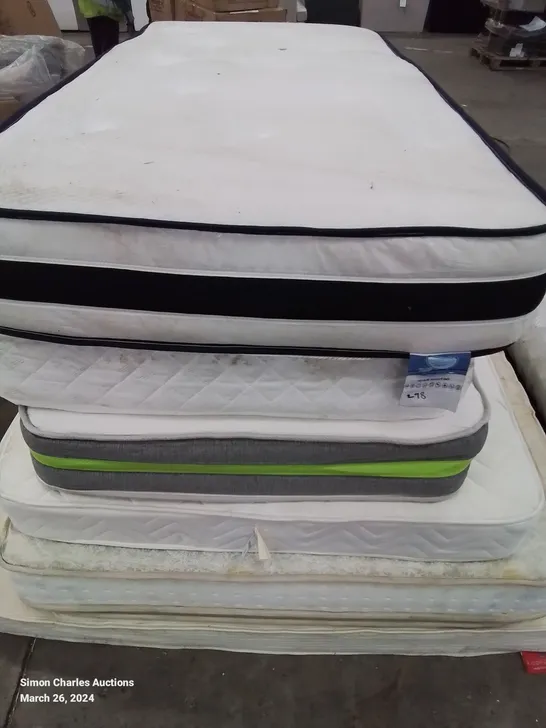 LOT OF 6 ASSORTED MATTRESSES - VARIOUS SIZES