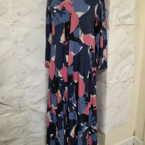 WHITE STUFF COLLAR MAXI DRESS IN NAVY MULTI - UK 16