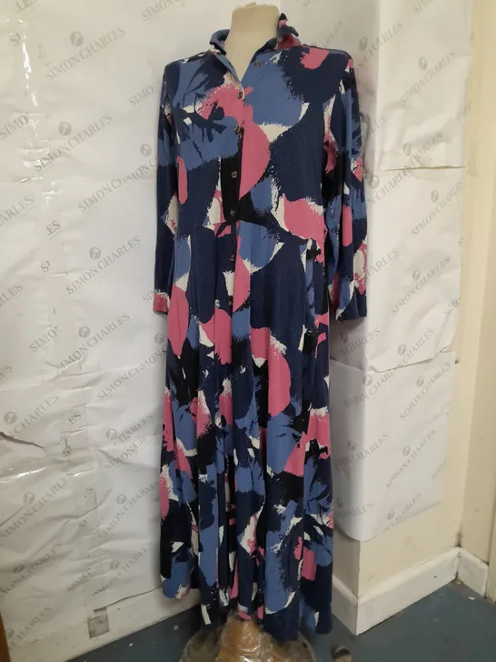 WHITE STUFF COLLAR MAXI DRESS IN NAVY MULTI - UK 16