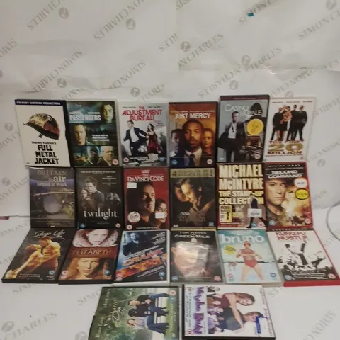 LOT TO CONTAIN 20 X ASSORTED FILMS & DVD'S, INCUDES FULL METAL JACKET, GREEN MILE, TWILIGHT ETC 