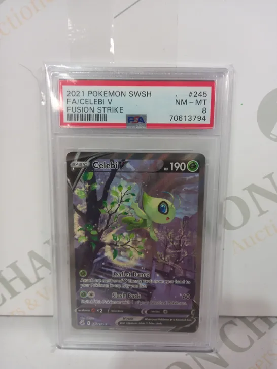 FRAMED AND GRADED COLELCTIBLE POKÉMON TRADING CARD - FA/CELEBI V (2021 POKÉMON SWSH)