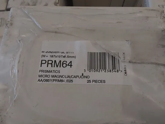 PALLET TO CONTAIN APPROX 96 X CARTONS OF JOHNSON PRISMATICS MICRO MAGNOLIA/CAPUCINO GLAZED WALL TILES - 25 TILES PER CARTON // SIZE: 197 X 197 X 6.5mm