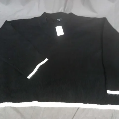 NEW LOOK TIPPED V-NECK JUMPER - UK L