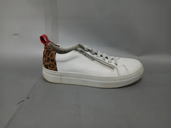 PAIR OF RUTH LANGSFORD TRAINERS IN WHITE/LEOPARD -  UK SIZE 5