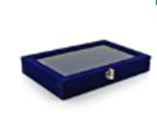 24 PORTABLE VELVET RING BOX WITH GLASS WINDOW (HALF BIG & SMALL RING ROWS) (SIZE - 29X18X4 CM) - ROYAL BLUE