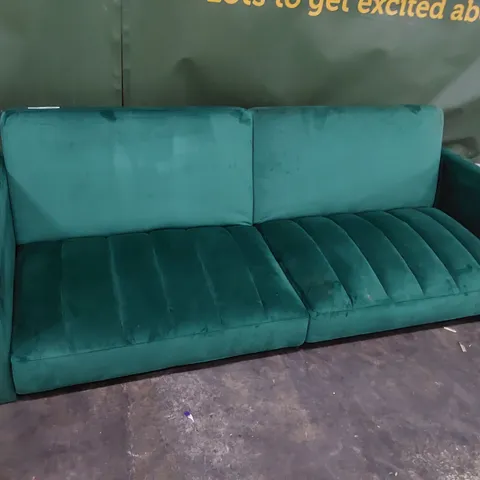 DESIGNER CLIK CLAC SOFA BED GREEN PLUSH FABRIC 