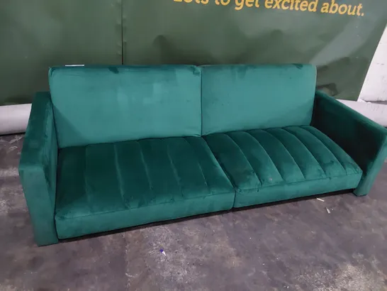 DESIGNER CLIK CLAC SOFA BED GREEN PLUSH FABRIC 