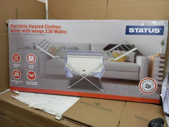 BOXED PORTABLE HEATED CLOTHES AIRER WITH WINGS 230 WATTS