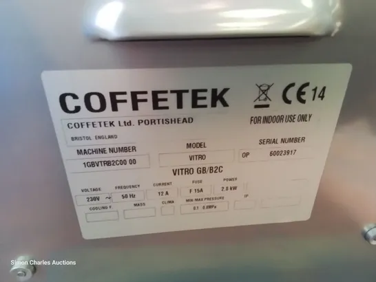 COFFETEK VITRO BEAN TO CUP & HOT DRINK DISPENCER