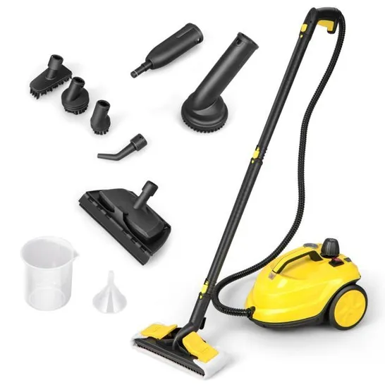 BOXED 2000W 1.8L MULTIPURPOSE ADJUSTABLE STEAM CLEANER WITH ACCESSORIES - YELLOW 