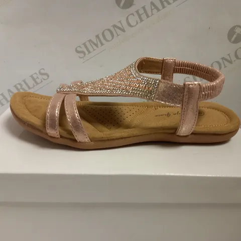 BOXED MAYA GRACE ROSE GOLD SANDALS WITH DIAMANTE DETAIL - SIZE 6