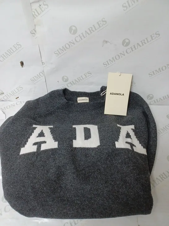 ADANOLA OVERSIZED KNIT SWEATSHIRT IN GREY - LARGE