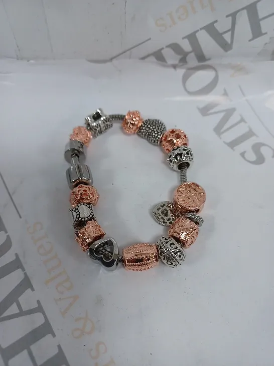 CLEAR CRYSTAL CHARM BRACELET & ASSORTED CHARMS