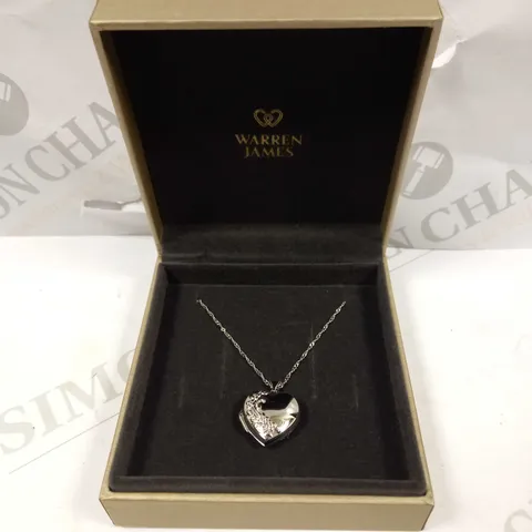 WARREN JAMES SILVER HEART LOCKET NECKLACE 