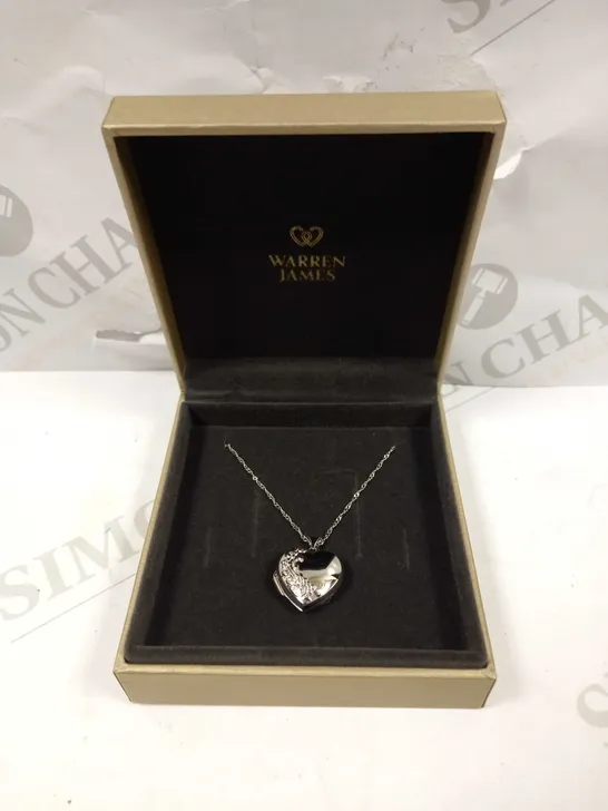 WARREN JAMES SILVER HEART LOCKET NECKLACE 