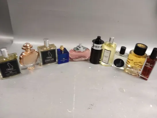 APPROXIMATELY 10 UNBOXED FRAGRANCES TO INCLUDE; COPYCAT, OLYMPEA, THAMEEN, PACO RABANNE AND THARA AL OUD
