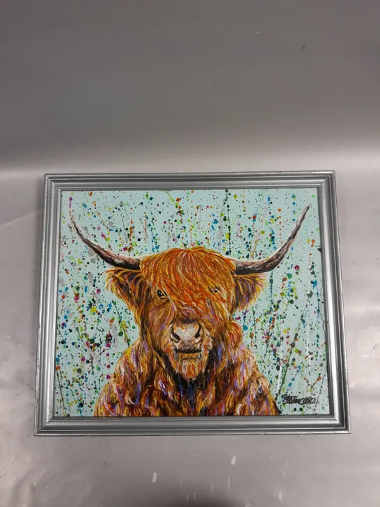 FRAMED HIGHLAND COW PAINTING 