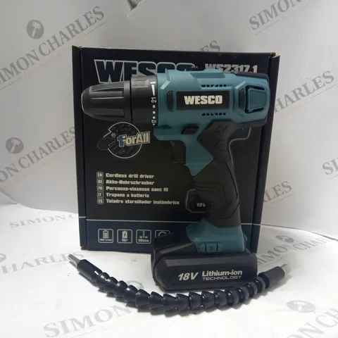 BOXED WESCO 10MM/18V CORDLESS DRILL DRIVER WS2317.1