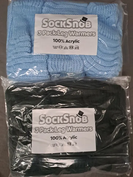 BOX OF APPROXIMATELY 10 ASSORTED SOCK SNOB 3-PACK LEG WARMERS IN VARIOUS COLOURS - COLLECTION ONLY