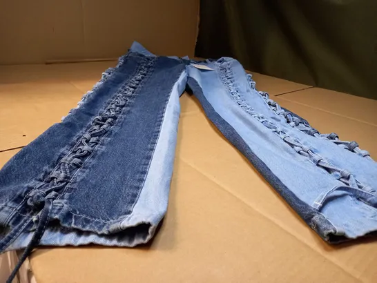 RAGGED JEANS BLUE TONES STATEMENT JEANS - SIZE W30