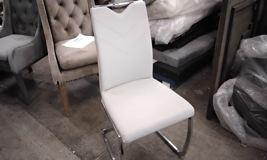 DESIGNER LIGHT GREY FAUX LEATHER DINING CHAIR 