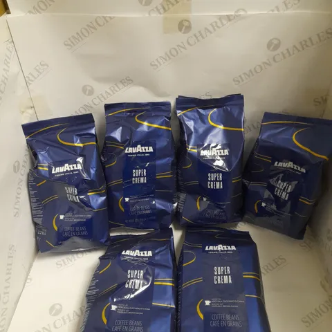 BOX OF 6 BAGS OF LAVAZZA SUPER CREMA COFFEE BEANS  