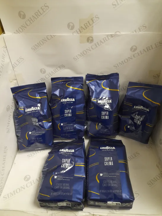 BOX OF 6 BAGS OF LAVAZZA SUPER CREMA COFFEE BEANS  