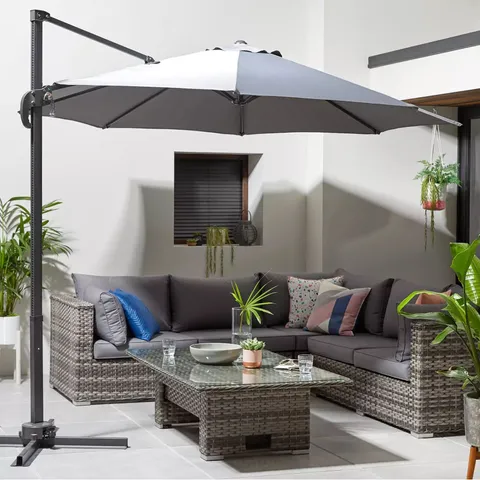 BOXED DELUXE CANTILEVER HANGING PARASOL (GREY) [COLLECTION ONLY]