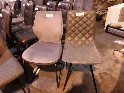 FOUR ASSORTED DESIGNER GREY UPHOLSTERED SINGLE DINING CHAIRS 