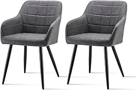 BOXED PAIR OF FAUX LEATHER UPHOLSTERED DINING ROOM/SIDE CHAIRS IN GREY