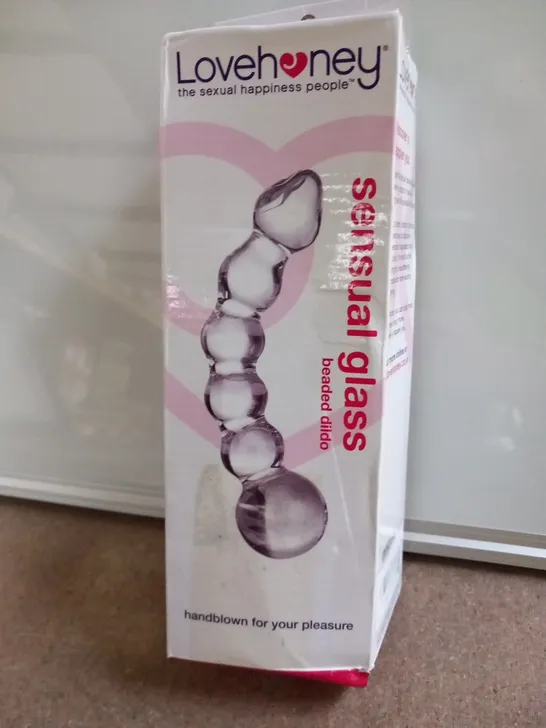 BOXED LOVEHONEY SENSUAL GLASS BEADED DILDO HANDBLOWN FOR YOUR PLEASURE